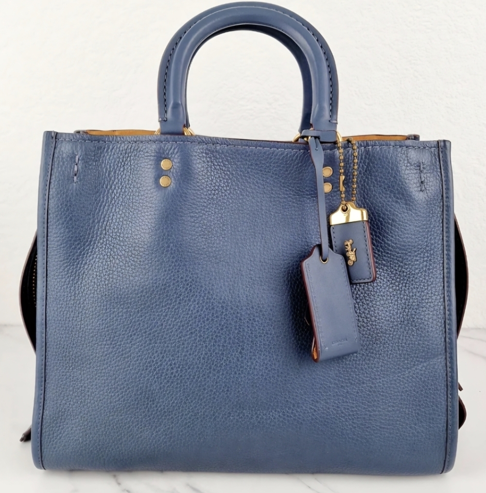 COACH 1941 ROGUE PEBBLED LEATHER BAG Style #38124 DENIM BLUE NWOT